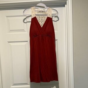 Elegant Rust Orange and Cream Mini Dress